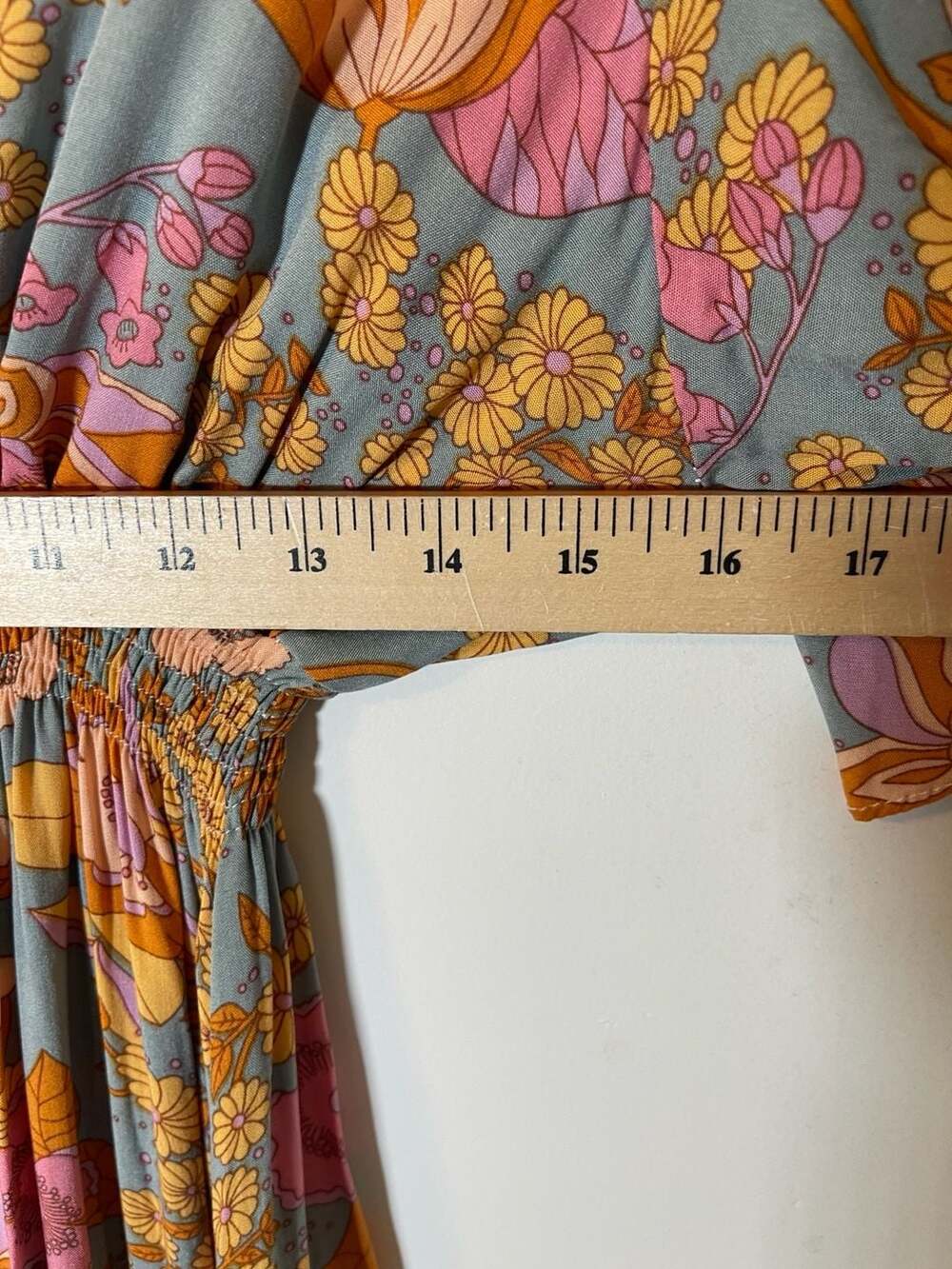 Floral Pink Orange Print Maxi Boho Dress Free Size - Picture 5 of 6